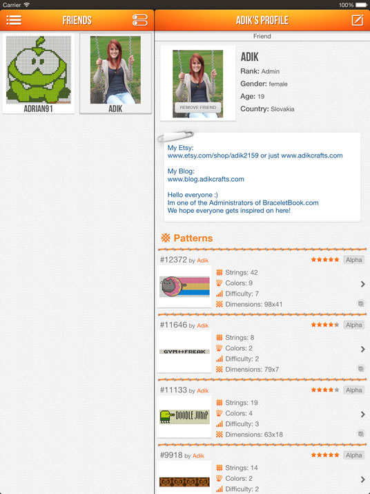 BraceletBook ipad app screenshot